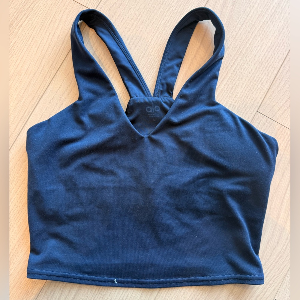 Alo Navy V Neck Workout Top